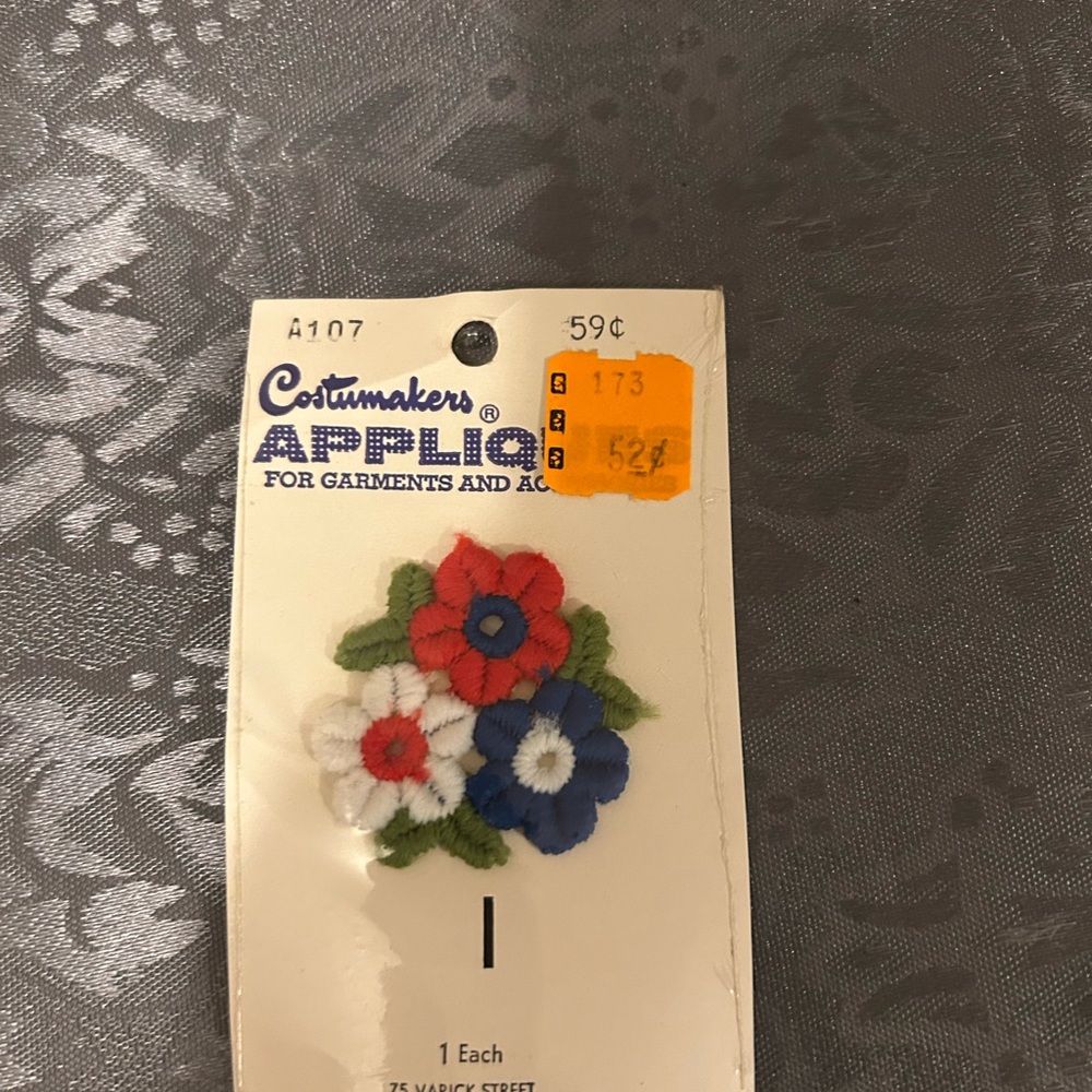 Red, white, and blue florals iron on patch
